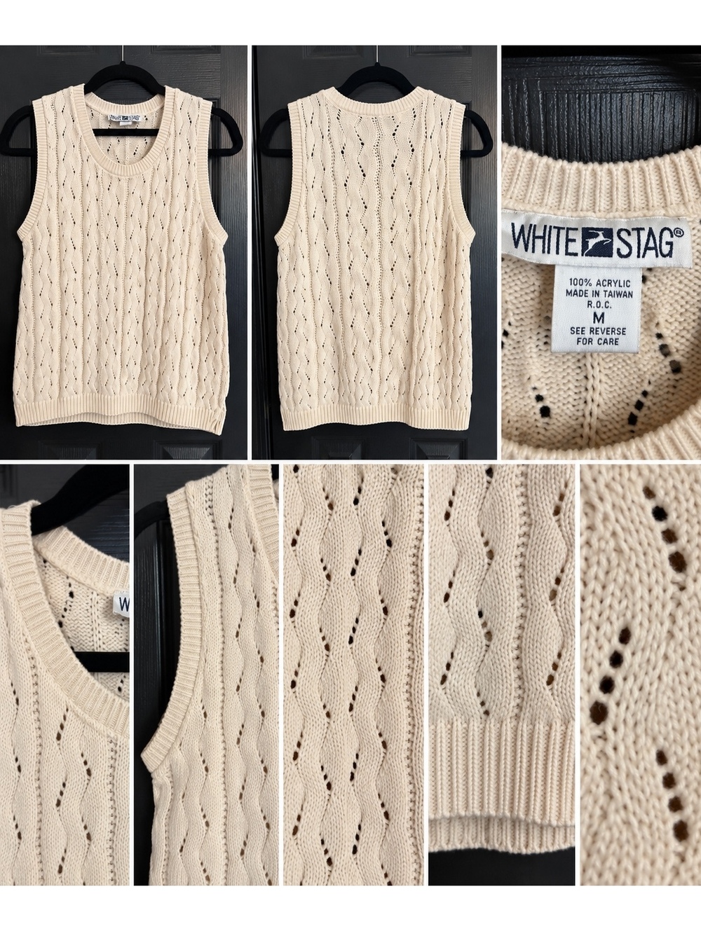 White Stag cream sleeveless knit sweater